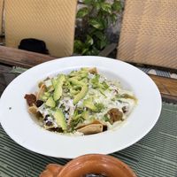 Chilaquiles con chorizo de avena, recomendadísimos  at Sirena Morena in Cancun