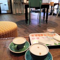 Coffee w/plant based milk at Nuage Cafe in Paris