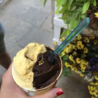 Passion sorbet and dark chocolate at Manna Gelats in Barcelona