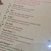 Vegan part of menu at Maharadscha in Berlin