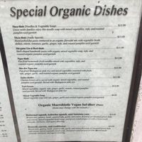 special organic dishes menu at Cafe Tibet in Berkeley