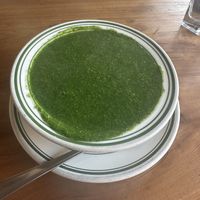 Spinach soup with tofu  at Cafe Tibet in Berkeley