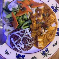 Amazing veggies and curry  at Cafe Tibet in Berkeley