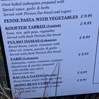 Snapshot of menu - all vegetarian items can be made vegan at Chechecks  in Aberfeldy