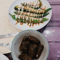stuffed pepper and stuffed vine leaves at Juna's in Salmiya