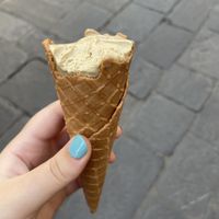 Pistachio almost eaten, delicious (strawberry not pictured as already eaten)  at Edoardo - Piazza del Duomo in Florence