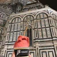 Dark chocolate and fragola  at Edoardo - Piazza del Duomo in Florence