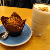 Peanut butter chocolate muffin and steamed soy milk at Cloud Cakes - Mandar in Paris