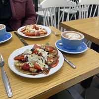 Pancakes (one with choc sauce, one with caramel sauce)   at Cloud Cakes - Mandar in Paris