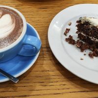 Hot chocolate and carrot cake. at Cloud Cakes - Mandar in Paris