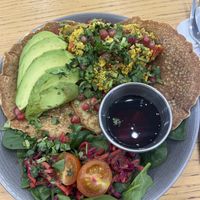 Savoury pancakes, avocado was rock hard and with maple syrup? Ew no flavour   at Cloud Cakes - Mandar in Paris