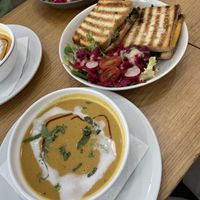 Thai Soup (bottom left) and Grilled Cheese (top right)  at Cloud Cakes - Mandar in Paris