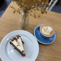 The carrot cake is amazing, very moist and sweet (but not too sweet). I loved the little carrots on top with rosemary as carrotgreens. The atmosphere is very relaxed.  at Cloud Cakes - Mandar in Paris