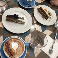 Hot chocolate, blueberry cake, carrot cake and Americano :) at Cloud Cakes - Mandar in Paris