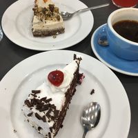 Dessert of carrot cake and black forest cake slices at Cloud Cakes - Mandar in Paris