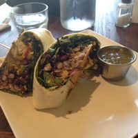 Tex Mex Tofu Scramble Wrap. Seriously delicious! My server suggested I add avocado... best idea ever. at The Angry Baker - King Ave in Columbus