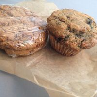 Vegan blueberry muffin. They also have a basket where they sell day-old items for a dollar, so I got two vegan trail mix cookies for a buck! at The Angry Baker - King Ave in Columbus