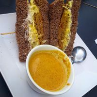 Reuben with the soup of the day.  at The Angry Baker - King Ave in Columbus