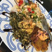 Tofu steak with lots of vegetables  at True To Life in Orihuela Costa