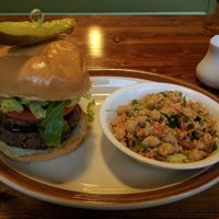 The Stranger (veganized) with pickled chickpea salad at Hunter Gatherer Vegetarian Diner in Regina
