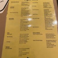 The seperate menu showing the vegan options #Veganuary at Kantjil & De Tijger in Amsterdam