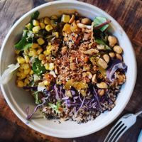 Vegan rice bowl at Dean & David in Aachen