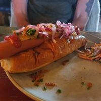 Moving mountains hot dog at Estero Lounge in Monmouth