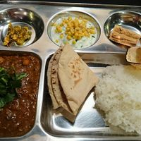 Veg. Thali Includes yoghurt and ghee.  at Doon Shokudo Indoyama in Matsumoto