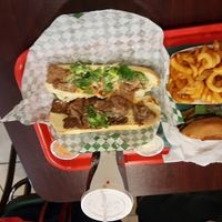 curly fries, chicken burger, vegan beef sandwich  at VegeWay in Las Vegas