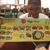 This is the menu!!! And my husband!!! at VegeWay in Las Vegas