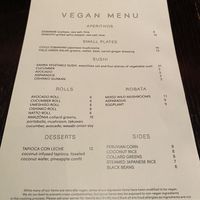 Menu  at SushiSamba in Las Vegas