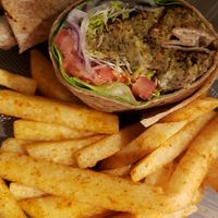 Greens and protein burger made in house at Greens and Proteins - Decatur in Las Vegas