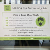 easton public market's pandemic safety guidelines. at Easton Public Market in Easton
