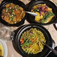 Potato , eggplant and bean dishes  at Afghan Gallery Restaurant in Fitzroy