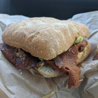 Vegan Avocado Reuben. I wasn't crazy about the Field Roast meat thing. My mom loved it though. 🤔 at Lassens Natural Foods & Vitamins in Ventura
