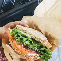 Vegan Avocado Sandwich from the deli. Perfect with coffee. at Lassens Natural Foods & Vitamins in Ventura
