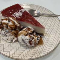 Raspberry cake (GF) and ice cream   at Sweet Paradise in Tenerife
