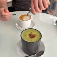 Matcha latte and oat coffee latte  at Sweet Paradise in Tenerife