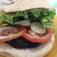 Seitan and kale burger with houmous  at Sweet Paradise in Tenerife