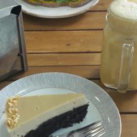 Brownie peanut cake and Hummus sandwich at Sweet Paradise in Tenerife