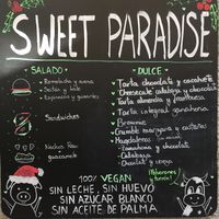 Menu outside the cafe at Sweet Paradise in Tenerife