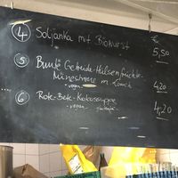 Daily dishes on boards at Bio im Bahnhof in Goerlitz