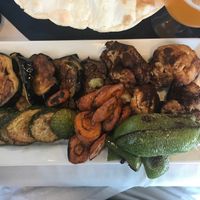 Makali entree--fried eggplant, peppers, zucchini, carrots and cauliflower  at Daddy's Place in Easton