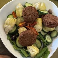 Artichoke salad plus falafel  at Daddy's Place in Easton