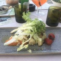 Cauliflower with Pumpinkpuree - simple but very tasty  at Vecchio Mulino Beach in Peschiera Del Garda