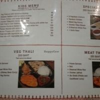 thali menu at Shalimar in Koh Tao