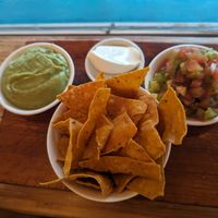 Dips (they forgot to take off sour cream and salsa tasted like soap?) at Sea Circus in Seminyak