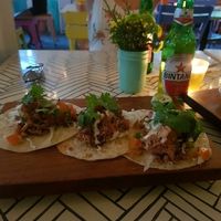 Pulled jackfruit tacos with vegan crema at Sea Circus in Seminyak