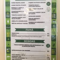 menu back at Pizza Vegana - Recoleta in Buenos Aires