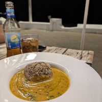 Sweet potato and corn soup at Emmax in Lanzarote